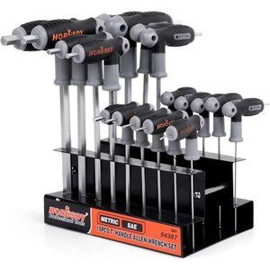 18-Piece T-Handle allen wrench set, Inch/Metric Long Arm Ball End Hex Key Wrench